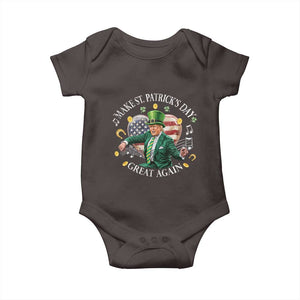 Funny Trump Make St Patrick's Day Great Again Baby Onesie American Flag Dancing Trump TS10 Dark Chocolate Print Your Wear