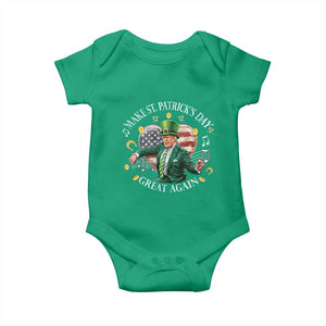 Funny Trump Make St Patrick's Day Great Again Baby Onesie American Flag Dancing Trump TS10 Irish Green Print Your Wear