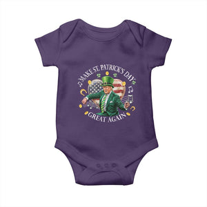 Funny Trump Make St Patrick's Day Great Again Baby Onesie American Flag Dancing Trump TS10 Purple Print Your Wear