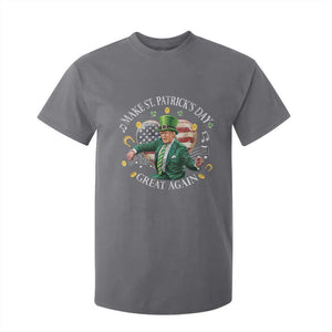 Funny Trump Make St Patrick's Day Great Again T Shirt For Kid American Flag Dancing Trump TS10 Charcoal Print Your Wear
