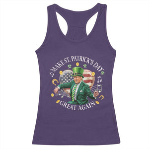 Funny Trump Make St Patrick's Day Great Again Racerback Tank Top American Flag Dancing Trump TS10 Purple Print Your Wear