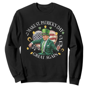 Funny Trump Make St Patrick's Day Great Again Sweatshirt American Flag Dancing Trump TS10 Black Print Your Wear
