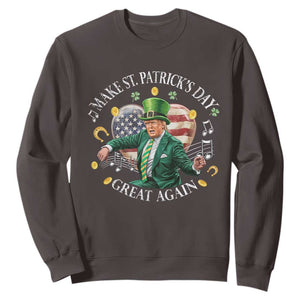 Funny Trump Make St Patrick's Day Great Again Sweatshirt American Flag Dancing Trump TS10 Dark Chocolate Print Your Wear