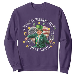 Funny Trump Make St Patrick's Day Great Again Sweatshirt American Flag Dancing Trump TS10 Purple Print Your Wear