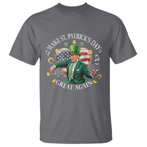 Funny Trump Make St Patrick's Day Great Again T Shirt American Flag Dancing Trump TS10 Charcoal Print Your Wear