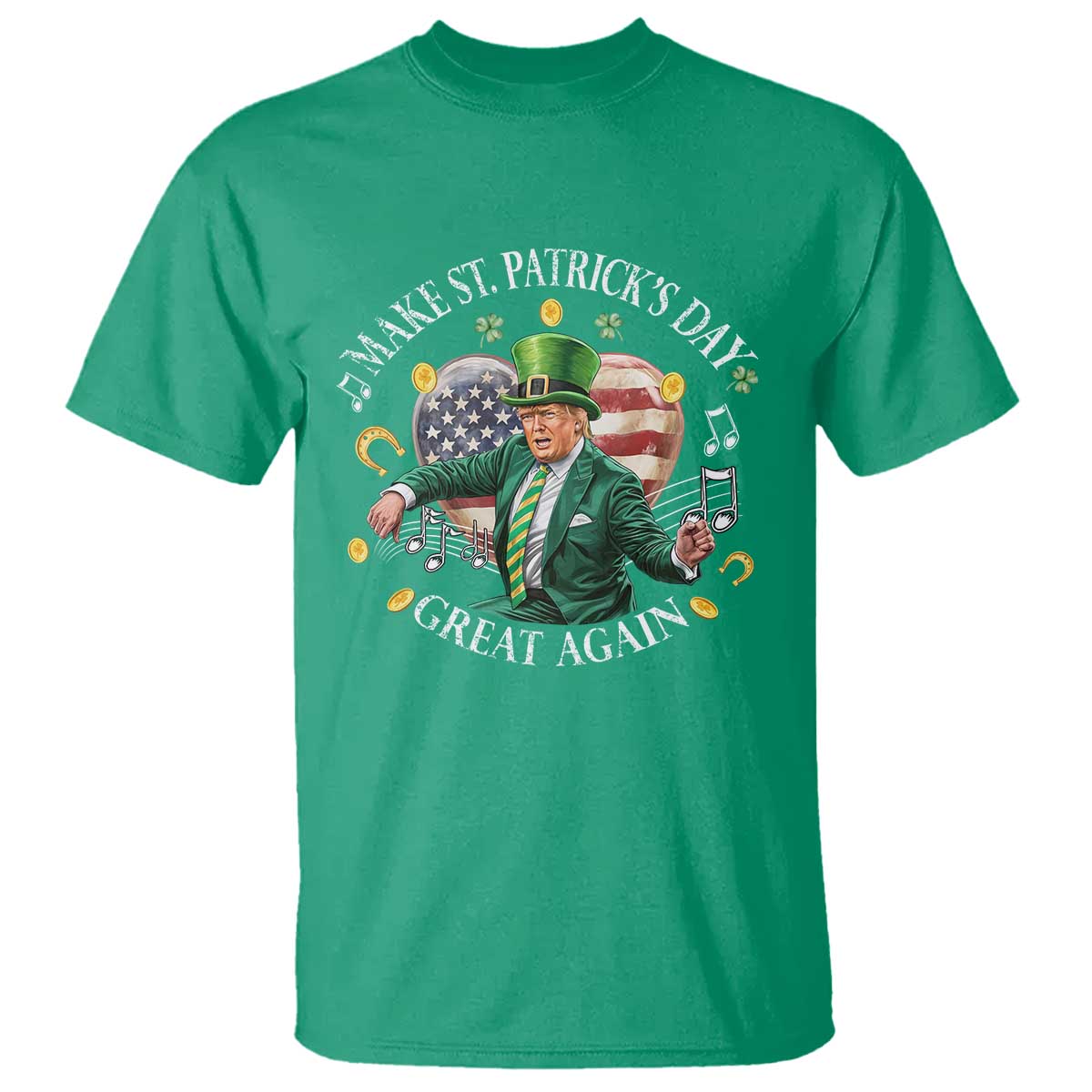 Funny Trump Make St Patrick's Day Great Again T Shirt American Flag Dancing Trump TS10 Irish Green Print Your Wear