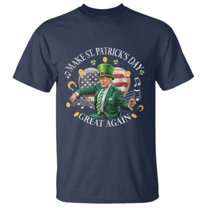 Funny Trump Make St Patrick's Day Great Again T Shirt American Flag Dancing Trump TS10 Navy Print Your Wear