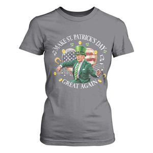 Funny Trump Make St Patrick's Day Great Again T Shirt For Women American Flag Dancing Trump TS10 Charcoal Print Your Wear