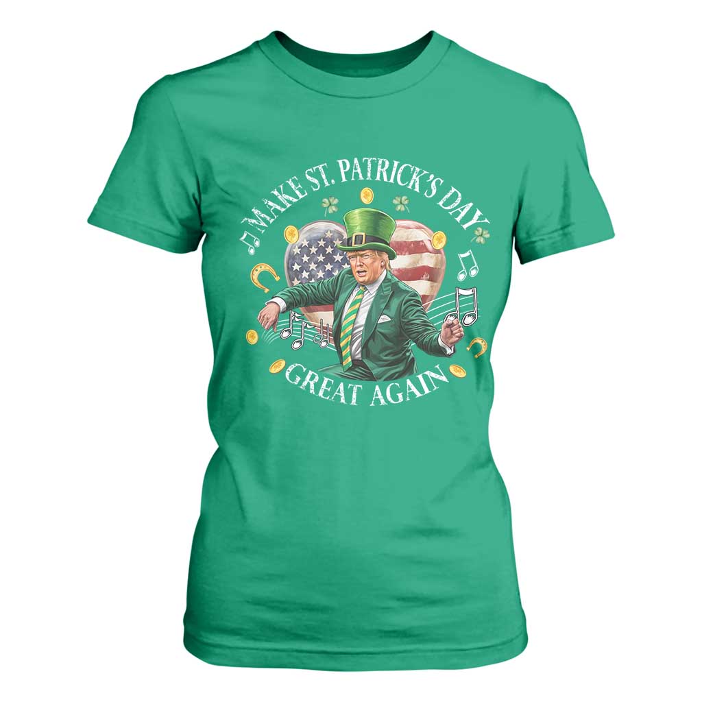 Funny Trump Make St Patrick's Day Great Again T Shirt For Women American Flag Dancing Trump TS10 Irish Green Print Your Wear