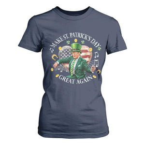 Funny Trump Make St Patrick's Day Great Again T Shirt For Women American Flag Dancing Trump TS10 Navy Print Your Wear