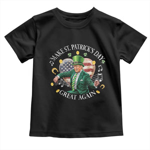 Funny Trump Make St Patrick's Day Great Again Toddler T Shirt American Flag Dancing Trump TS10 Black Print Your Wear