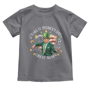 Funny Trump Make St Patrick's Day Great Again Toddler T Shirt American Flag Dancing Trump TS10 Charcoal Print Your Wear