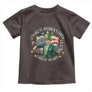 Funny Trump Make St Patrick's Day Great Again Toddler T Shirt American Flag Dancing Trump TS10 Dark Chocolate Print Your Wear