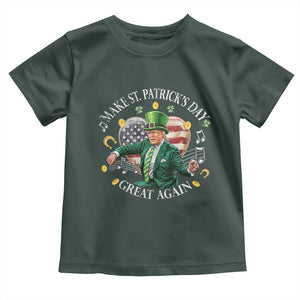 Funny Trump Make St Patrick's Day Great Again Toddler T Shirt American Flag Dancing Trump TS10 Dark Forest Green Print Your Wear