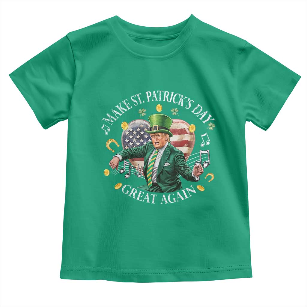Funny Trump Make St Patrick's Day Great Again Toddler T Shirt American Flag Dancing Trump TS10 Irish Green Print Your Wear