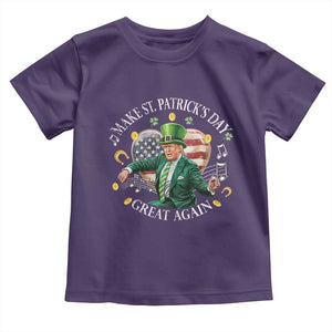 Funny Trump Make St Patrick's Day Great Again Toddler T Shirt American Flag Dancing Trump TS10 Purple Print Your Wear