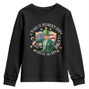 Funny Trump Make St Patrick's Day Great Again Youth Sweatshirt American Flag Dancing Trump TS10 Black Print Your Wear
