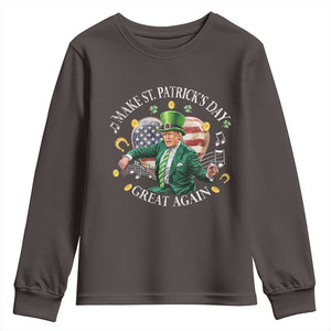 Funny Trump Make St Patrick's Day Great Again Youth Sweatshirt American Flag Dancing Trump TS10 Dark Chocolate Print Your Wear