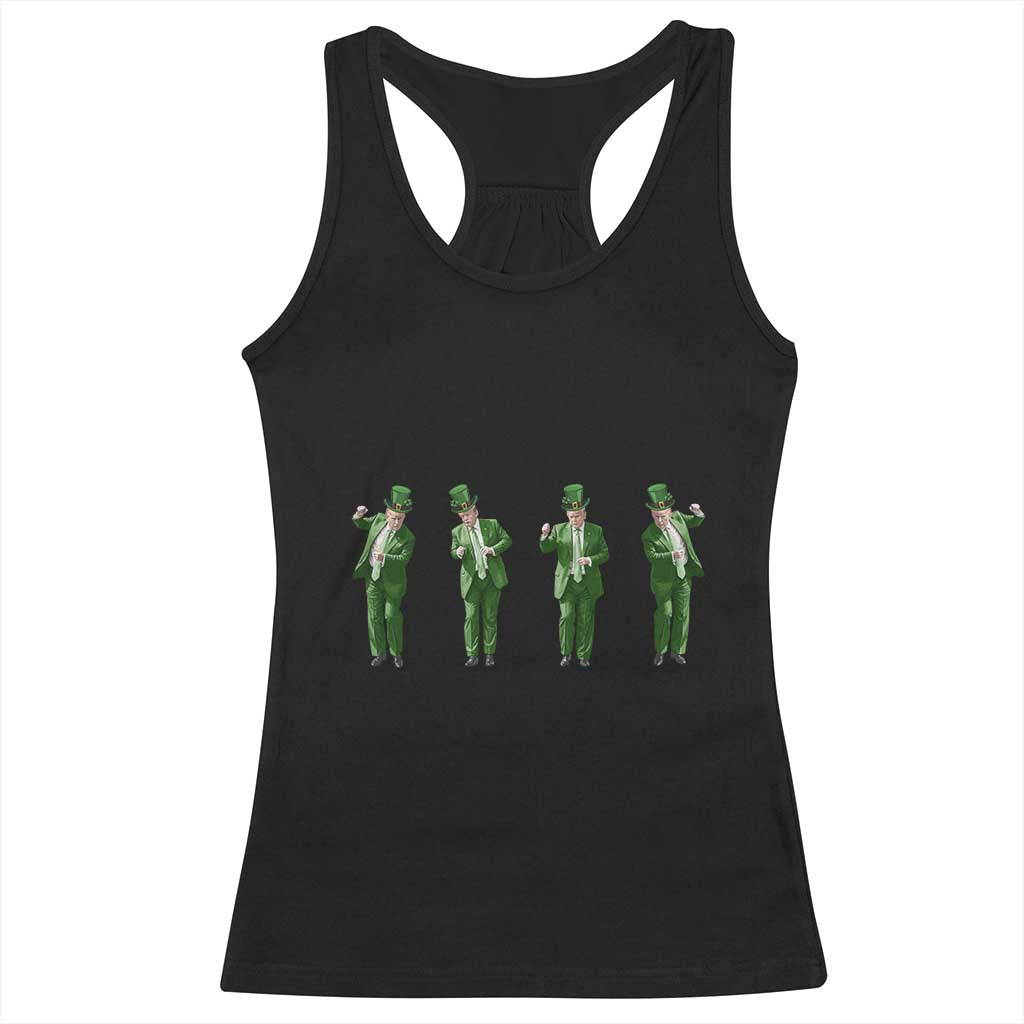 Dancing Trump Funny St Patricks Day Racerback Tank Top TS10 Black Print Your Wear