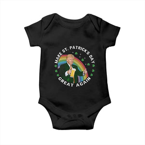 Funny Trump Make St Patrick's Day Great Again Baby Onesie Lucky Shamrock Beer Drinking Trump TS10 Black Print Your Wear