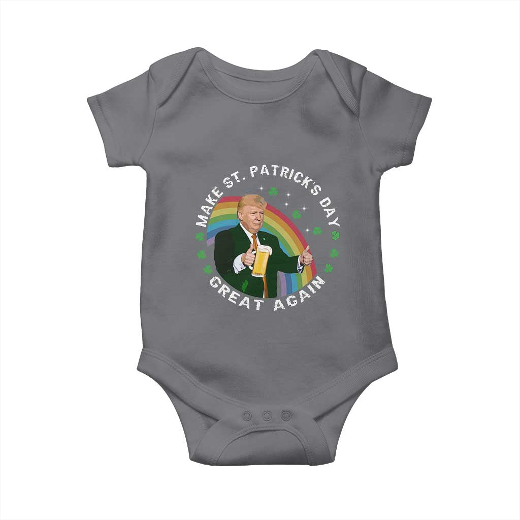 Funny Trump Make St Patrick's Day Great Again Baby Onesie Lucky Shamrock Beer Drinking Trump TS10 Charcoal Print Your Wear
