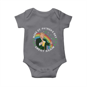 Funny Trump Make St Patrick's Day Great Again Baby Onesie Lucky Shamrock Beer Drinking Trump TS10 Charcoal Print Your Wear
