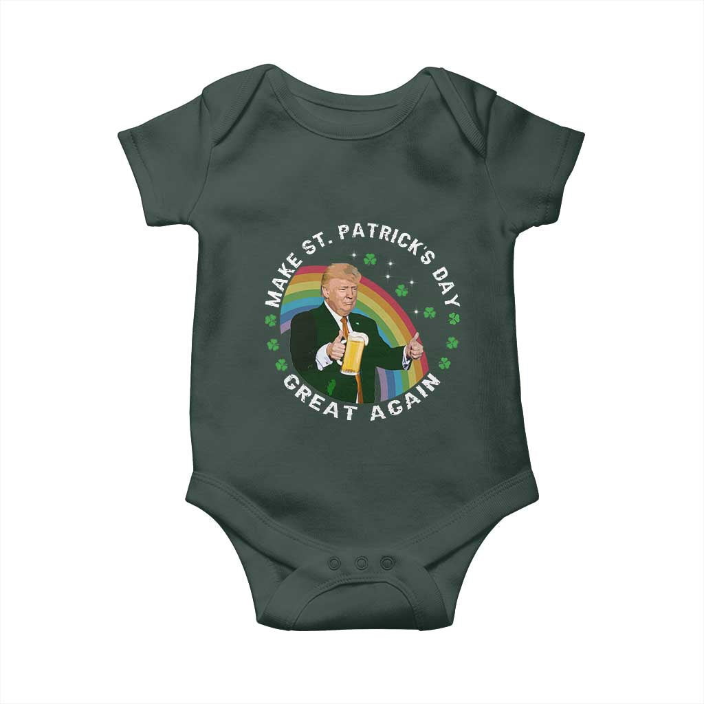 Funny Trump Make St Patrick's Day Great Again Baby Onesie Lucky Shamrock Beer Drinking Trump TS10 Print Your Wear