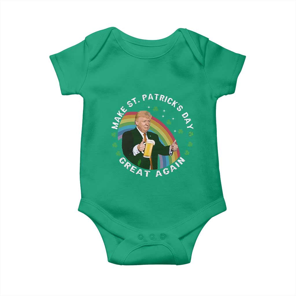 Funny Trump Make St Patrick's Day Great Again Baby Onesie Lucky Shamrock Beer Drinking Trump TS10 Irish Green Print Your Wear