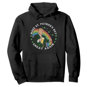Funny Trump Make St Patrick's Day Great Again Hoodie Lucky Shamrock Beer Drinking Trump TS10 Black Print Your Wear