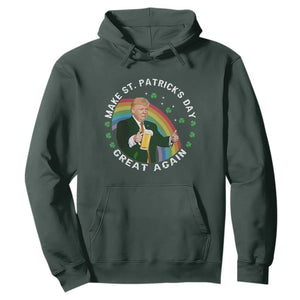 Funny Trump Make St Patrick's Day Great Again Hoodie Lucky Shamrock Beer Drinking Trump TS10 Dark Forest Green Print Your Wear