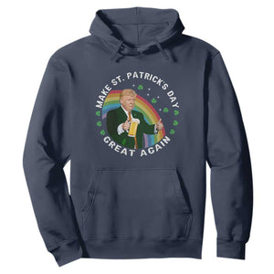 Funny Trump Make St Patrick's Day Great Again Hoodie Lucky Shamrock Beer Drinking Trump TS10 Navy Print Your Wear