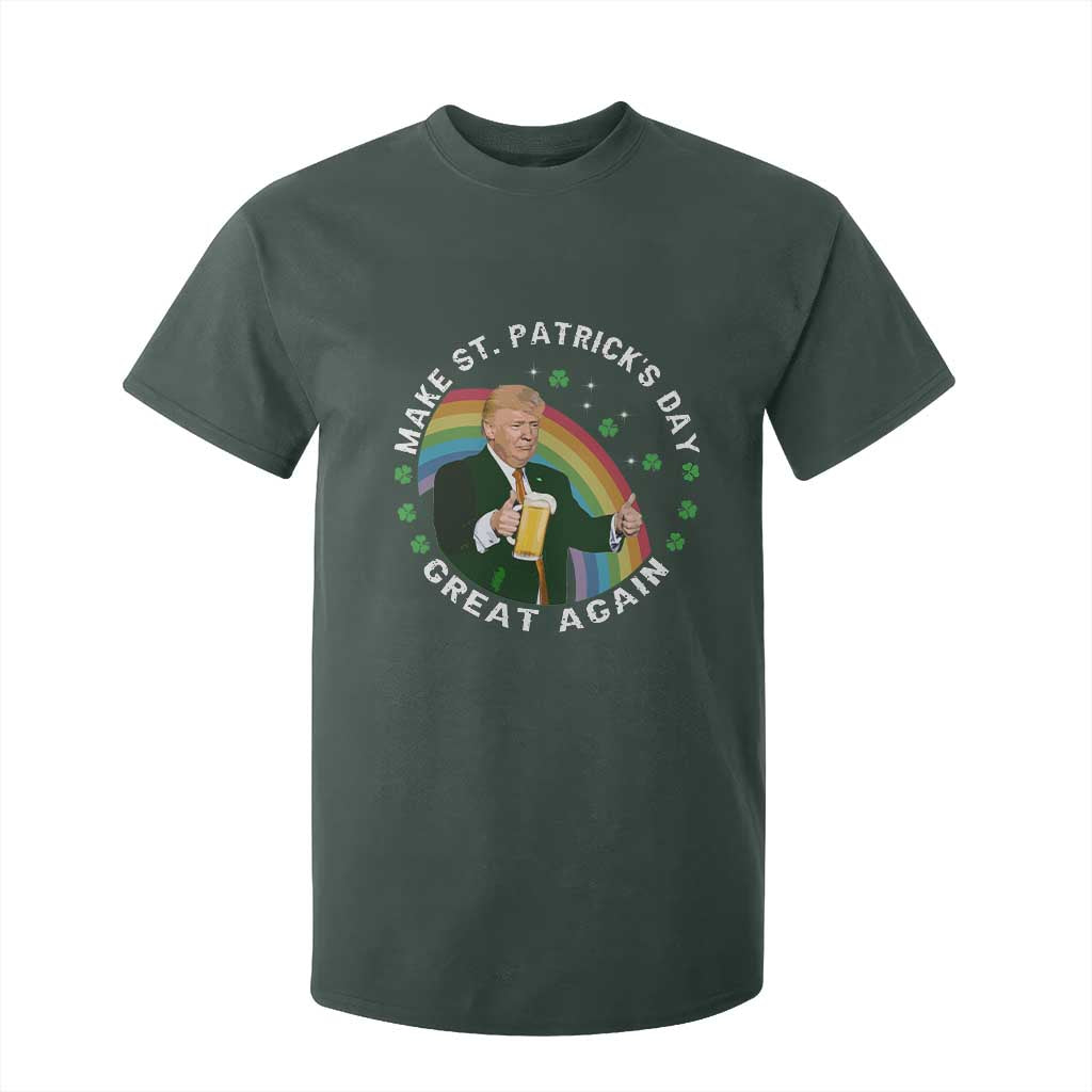 Funny Trump Make St Patrick's Day Great Again T Shirt For Kid Lucky Shamrock Beer Drinking Trump TS10 Dark Forest Green Print Your Wear