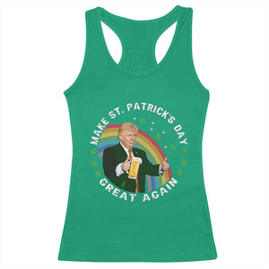 Funny Trump Make St Patrick's Day Great Again Racerback Tank Top Lucky Shamrock Beer Drinking Trump TS10 Irish Green Print Your Wear