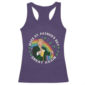 Funny Trump Make St Patrick's Day Great Again Racerback Tank Top Lucky Shamrock Beer Drinking Trump TS10 Purple Print Your Wear