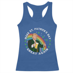 Funny Trump Make St Patrick's Day Great Again Racerback Tank Top Lucky Shamrock Beer Drinking Trump TS10 Royal Blue Print Your Wear