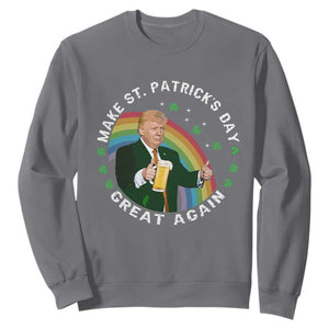 Funny Trump Make St Patrick's Day Great Again Sweatshirt Lucky Shamrock Beer Drinking Trump TS10 Charcoal Print Your Wear