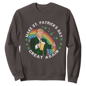 Funny Trump Make St Patrick's Day Great Again Sweatshirt Lucky Shamrock Beer Drinking Trump TS10 Dark Chocolate Print Your Wear