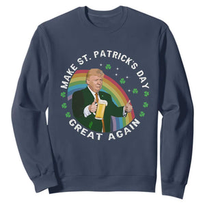 Funny Trump Make St Patrick's Day Great Again Sweatshirt Lucky Shamrock Beer Drinking Trump TS10 Navy Print Your Wear