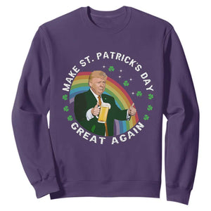 Funny Trump Make St Patrick's Day Great Again Sweatshirt Lucky Shamrock Beer Drinking Trump TS10 Purple Print Your Wear