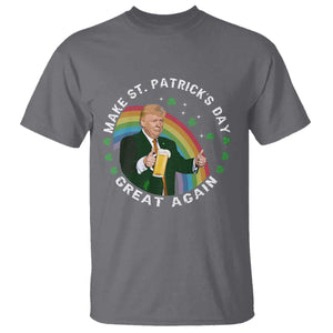 Funny Trump Make St Patrick's Day Great Again T Shirt Lucky Shamrock Beer Drinking Trump TS10 Charcoal Print Your Wear
