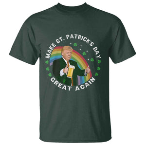 Funny Trump Make St Patrick's Day Great Again T Shirt Lucky Shamrock Beer Drinking Trump TS10 Dark Forest Green Print Your Wear