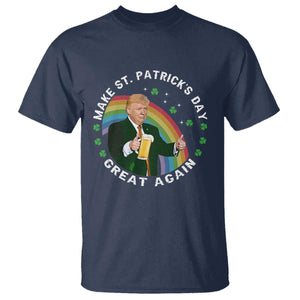 Funny Trump Make St Patrick's Day Great Again T Shirt Lucky Shamrock Beer Drinking Trump TS10 Navy Print Your Wear