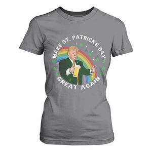 Funny Trump Make St Patrick's Day Great Again T Shirt For Women Lucky Shamrock Beer Drinking Trump TS10 Charcoal Print Your Wear