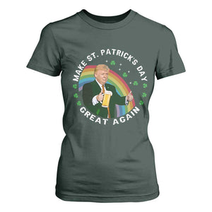 Funny Trump Make St Patrick's Day Great Again T Shirt For Women Lucky Shamrock Beer Drinking Trump TS10 Dark Forest Green Print Your Wear