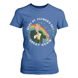 Funny Trump Make St Patrick's Day Great Again T Shirt For Women Lucky Shamrock Beer Drinking Trump TS10 Royal Blue Print Your Wear