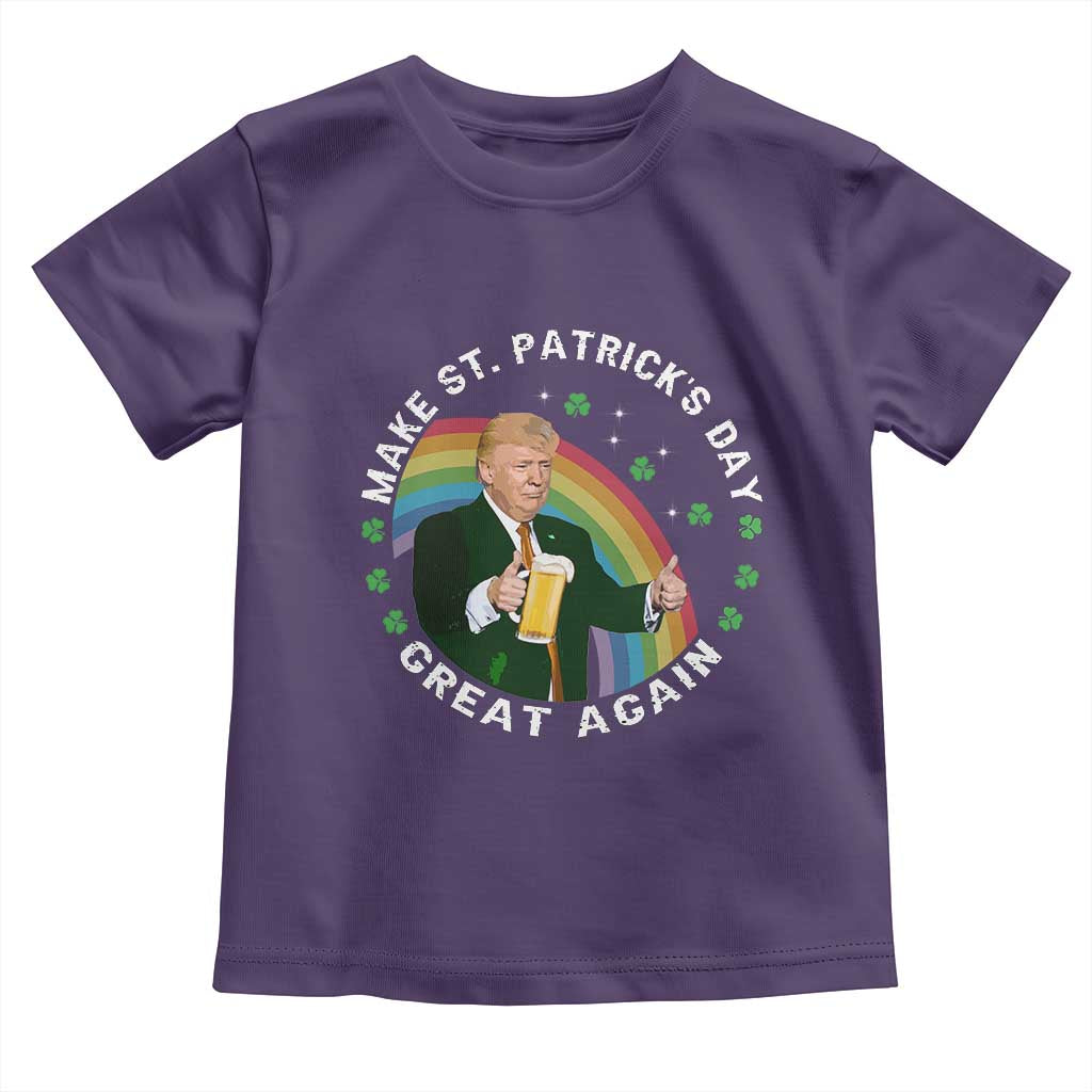 Funny Trump Make St Patrick's Day Great Again Toddler T Shirt Lucky Shamrock Beer Drinking Trump TS10 Purple Print Your Wear