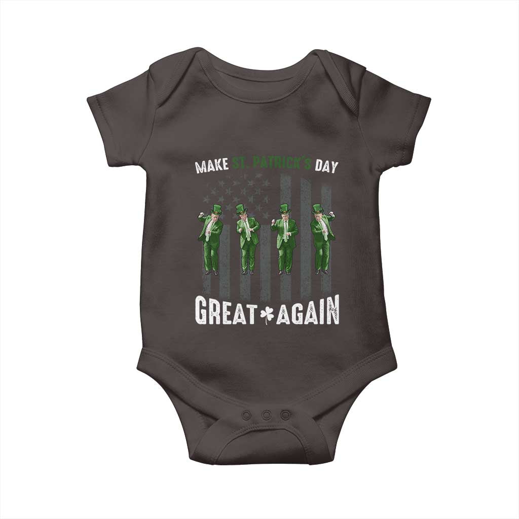Make St Patrick's Day Great Again Shamrock Trump Baby Onesie American Flag TS10 Dark Chocolate Print Your Wear