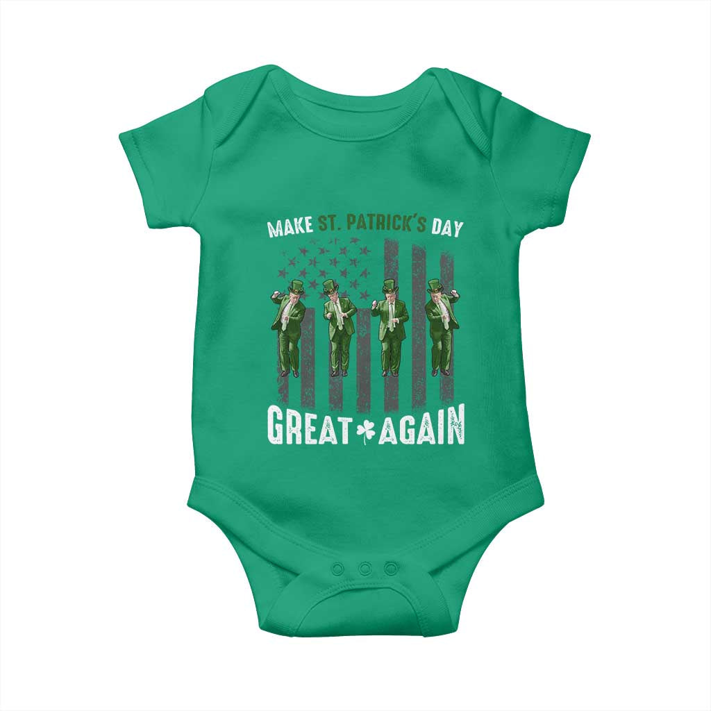 Make St Patrick's Day Great Again Shamrock Trump Baby Onesie American Flag TS10 Irish Green Print Your Wear