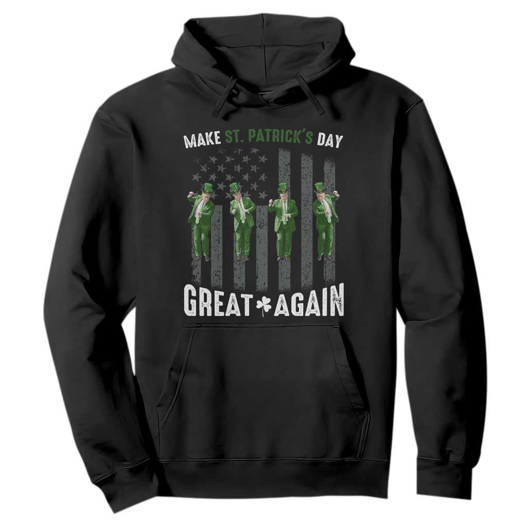 Make St Patrick's Day Great Again Shamrock Trump Hoodie American Flag TS10 Black Print Your Wear
