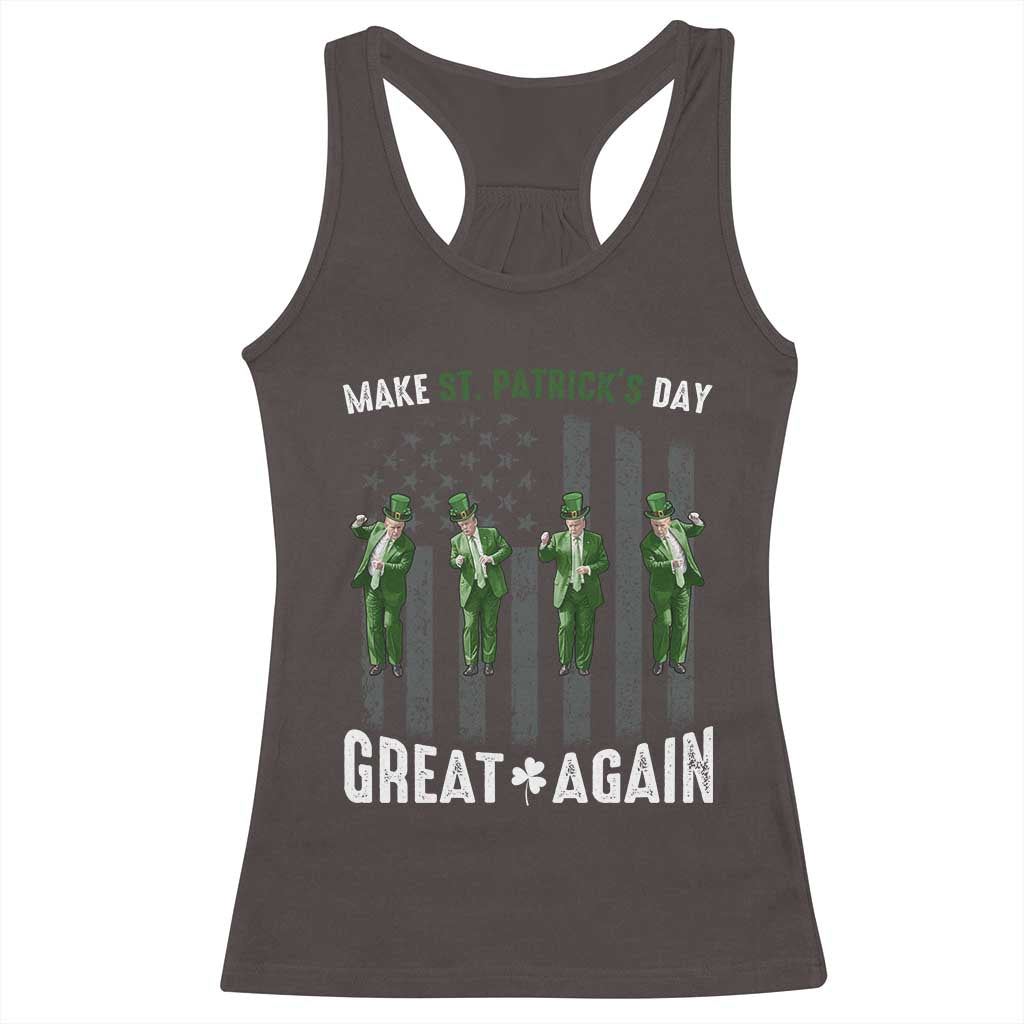 Make St Patrick's Day Great Again Shamrock Trump Racerback Tank Top American Flag TS10 Dark Chocolate Print Your Wear